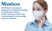 Model wearing white MAMISON KF94 mask designed with 3D scanning technology for a perfect face fit, superior comfort, and reliable daily protection